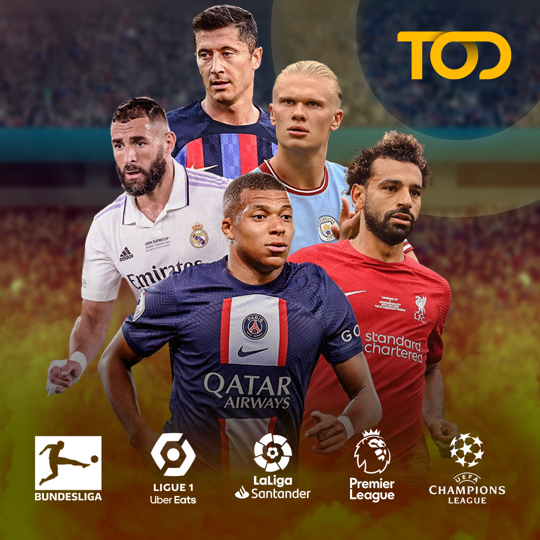 Football with TOD catch live action from Premier League, La Liga, Ligue1, Bundesliga and UCL