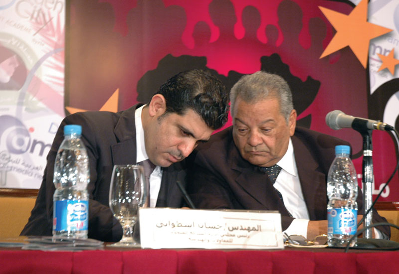 Mustafa Salamah (left) with APUTV president Ibrahim Abu Zekri. Mustafa Salamah (left) with APUTV president Ibrahim Abu Zekri.