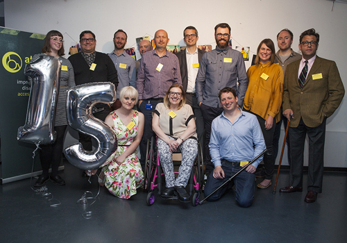 Suzanne Bull (front centre) with the Attitude is Everything staff and trustees. Suzanne Bull (front centre) with the Attitude is Everything staff and trustees.