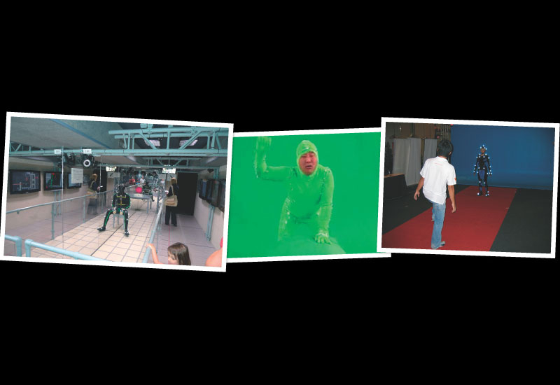 The motion capture cameras capture the light positions as the actors move and enact their scenes The motion capture cameras capture the light positions as the actors move and enact their scenes