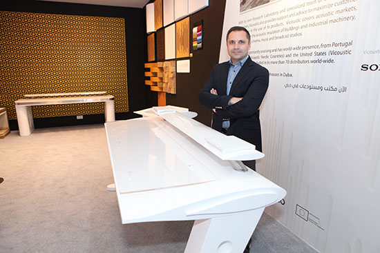César Carapinha, Vicoustic CEO, at InfoComm MEA 2015. César Carapinha, Vicoustic CEO, at InfoComm MEA 2015.