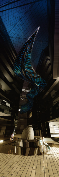 Reflective Flow will be the world?s largest interactive LED chandelier and will be installed early in 2009, in Qatar. Reflective Flow will be the world?s largest interactive LED chandelier and will be installed early in 2009, in Qatar.