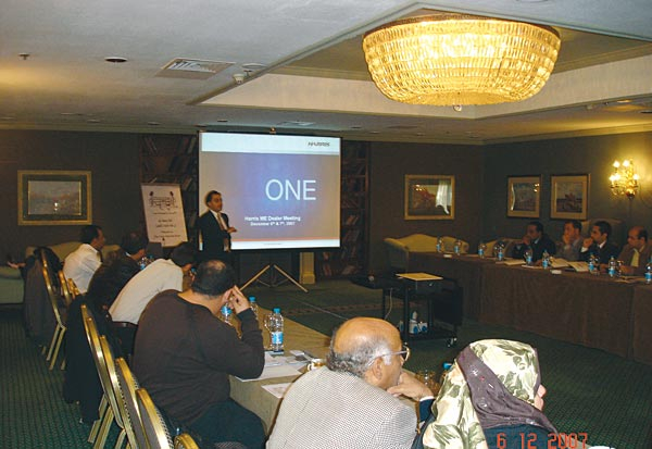 Said Bacho updates dealers on the Harris product portfolio at the event in Cairo. Said Bacho updates dealers on the Harris product portfolio at the event in Cairo.