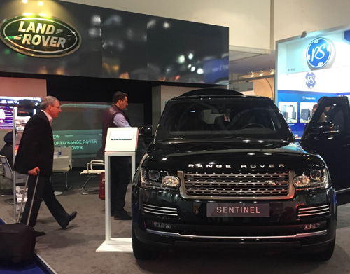 Land Rover's Intersec 2016 exhibition stand. Land Rover's Intersec 2016 exhibition stand.