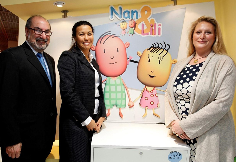 From left to right - Firdaus Kharas, creator of Nan and Lili, Malika Alouane, director of Channel's Programming at JCC and Baraem TV, Chloe van den Be From left to right - Firdaus Kharas, creator of Nan and Lili, Malika Alouane, director of Channel's Programming at JCC and Baraem TV, Chloe van den Be