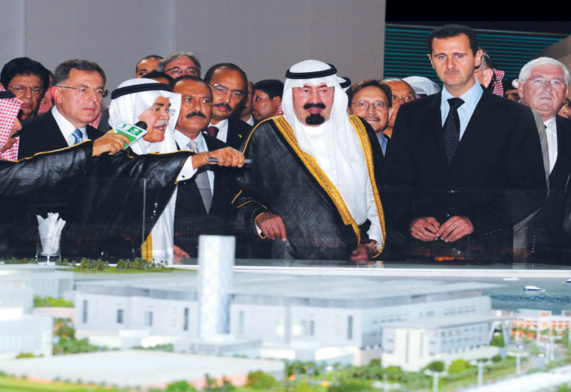 King Abdullah Bin Abdul Aziz of Saudi Arabia (centre) and Syrian President Bashar al-Assad (front right) at the launch of the King Abdullah University King Abdullah Bin Abdul Aziz of Saudi Arabia (centre) and Syrian President Bashar al-Assad (front right) at the launch of the King Abdullah University