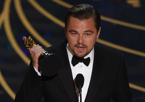 DiCaprio picks up the Best Actor honour at the 88th Academy Awards. DiCaprio picks up the Best Actor honour at the 88th Academy Awards.