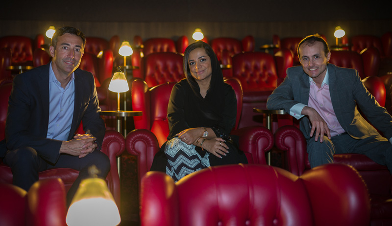 Nayla Al Khaja with the managers of Roxy Cinemas. Nayla Al Khaja with the managers of Roxy Cinemas.