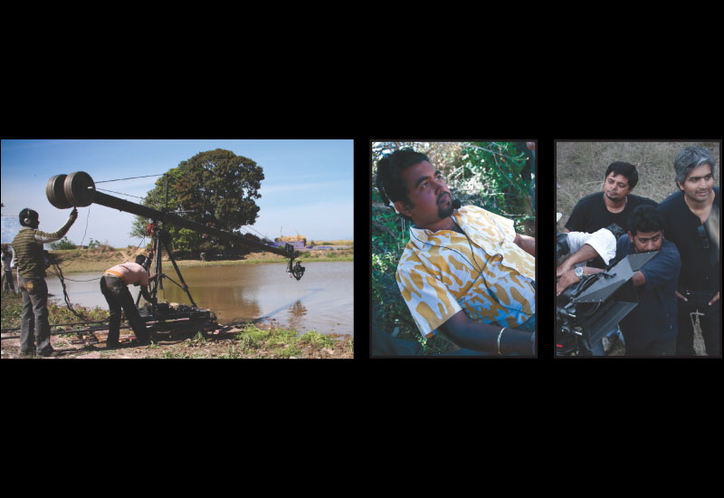 Left: Camera on the jib on location, Middle: Jib operator Lucky on location in Manali, Right: The Sony LMD 940 W monitor which offers true colour view Left: Camera on the jib on location, Middle: Jib operator Lucky on location in Manali, Right: The Sony LMD 940 W monitor which offers true colour view