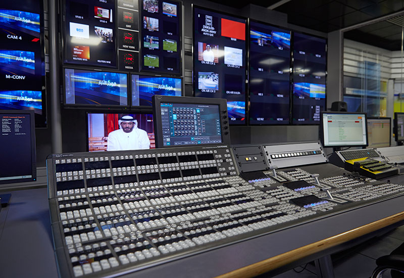 Inside the news studio's control room. Inside the news studio's control room.