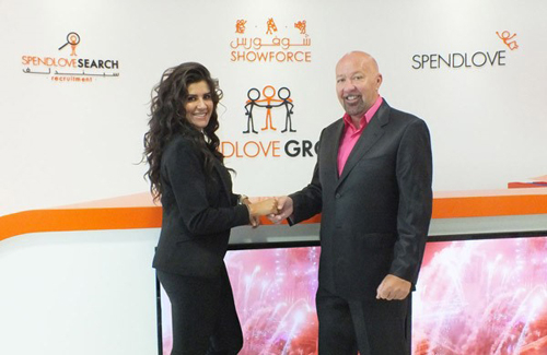 Nadine Nailly with Showforce founder & chief executive, Ian Spendlove. Nadine Nailly with Showforce founder & chief executive, Ian Spendlove.