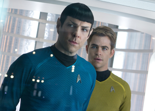 Zachary Quinto and Chris Pine as Spock and James T. Kirk in 'Star Trek Into Darkness' (2013). Zachary Quinto and Chris Pine as Spock and James T. Kirk in 'Star Trek Into Darkness' (2013).