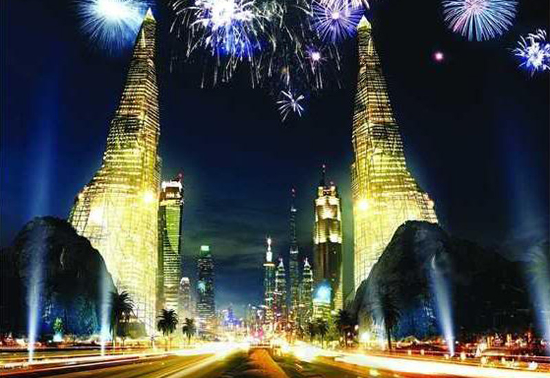 Dubai's Bawadi hotel and entertainment precinct. Dubai's Bawadi hotel and entertainment precinct.