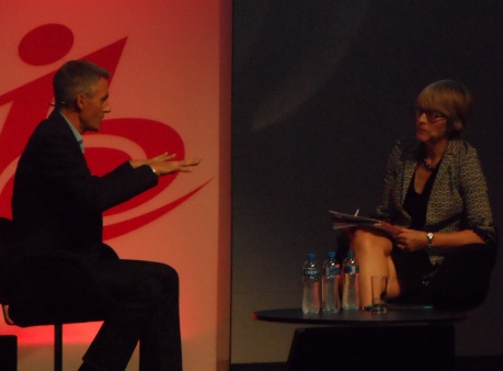 Tim Davie speaking to moderator, Kate Bulkley. Tim Davie speaking to moderator, Kate Bulkley.
