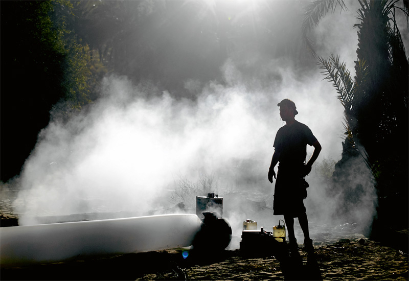 There was no shortage of smoke and special FX on set. There was no shortage of smoke and special FX on set.
