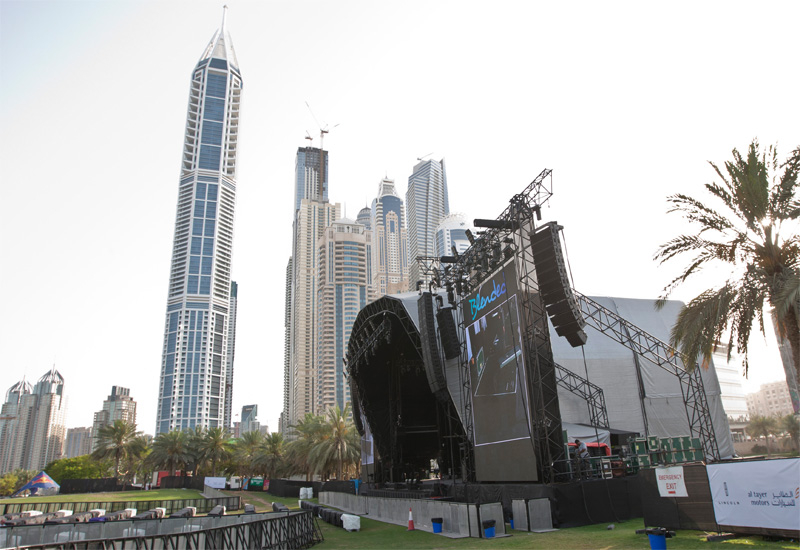 The Blended set up process in Dubai's Media City Amphitheatre, using the stage inherited from Lionel Richie's recent visit. The Blended set up process in Dubai's Media City Amphitheatre, using the stage inherited from Lionel Richie's recent visit.