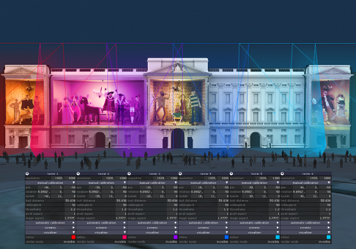 A d3 simulation for the Queen's Diamond Jubilee (2012) mapping of Buckingham Palace. A d3 simulation for the Queen's Diamond Jubilee (2012) mapping of Buckingham Palace.