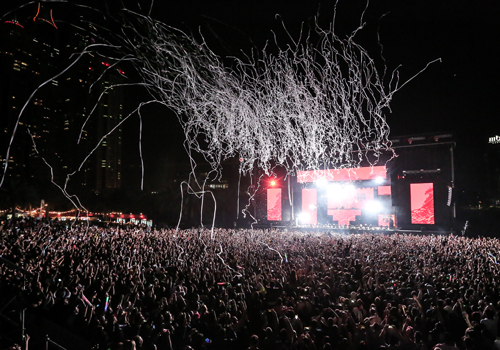 The confetti cannons ring in the New Year. The confetti cannons ring in the New Year.
