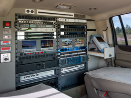 Inside one of the new OB vans. Inside one of the new OB vans.
