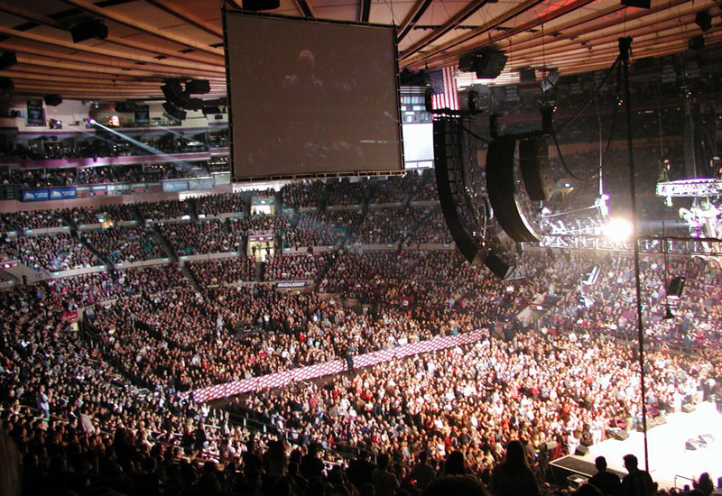 MADISON SQUARE GARDEN (New York, USA) Claiming the title of The World's Most Famous Arena, Madison Square Garden had three different addresses before settling in its current spot - on Seventh Avenue, between 31st Street and 33rd Street - in February of 1968. Many historic shows have taken place here including John Lennon's last live stage performance in 1974 (which had him paying a debt owed to Elton John) and the amazing Concert for New York benefit in October of 2001, to aid the victims of the 9/11 terrorist attacks. The Garden continues to host the biggest names in music, last month saw performances by Lady Gaga and Iron Maiden. MADISON SQUARE GARDEN (New York, USA) Claiming the title of The World's Most Famous Arena, Madison Square Garden had three different addresses before settling in its current spot - on Seventh Avenue, between 31st Street and 33rd Street - in February of 1968. Many historic shows have taken place here including John Lennon's last live stage performance in 1974 (which had him paying a debt owed to Elton John) and the amazing Concert for New York benefit in October of 2001, to aid the victims of the 9/11 terrorist attacks. The Garden continues to host the biggest names in music, last month saw performances by Lady Gaga and Iron Maiden.