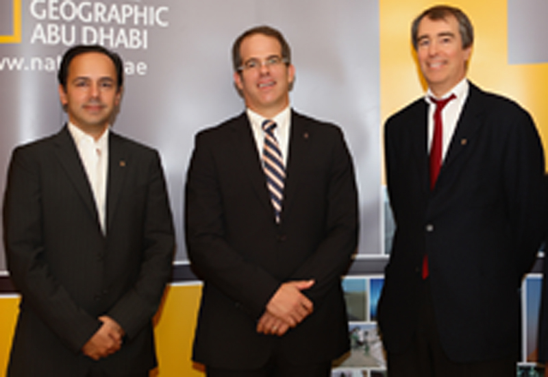 Ward Platt, president, National Geographic Asia Pacific and Middle East, flanked by Karim Sarkis (L) and Edward Borgerding (R) of ADMC. Ward Platt, president, National Geographic Asia Pacific and Middle East, flanked by Karim Sarkis (L) and Edward Borgerding (R) of ADMC.