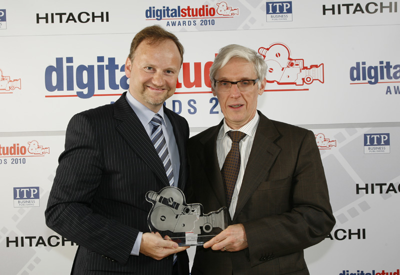 Newtec CEO Serge Van Herck (left) and CTO Dirk Breynaert pictured with one of the company's two Digital Studio Awards that it received this year. Newtec CEO Serge Van Herck (left) and CTO Dirk Breynaert pictured with one of the company's two Digital Studio Awards that it received this year.