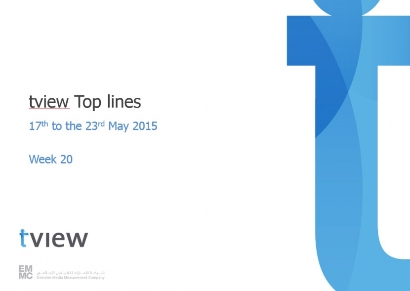 Check out the latest data from tview (Emirates Media Measurement Company), showing TV viewing figures in the UAE from 17th to the 23rd May 2015, Week 20. (All data - Source: tview
Copyright: Emirates Media Measurement Company FZ LLC)
UAE TV ratings May 17-23