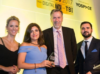 Heba Korayem (2nd from left) and Nick Grande (3rd from left) at the Content Innovation Awards. Heba Korayem (2nd from left) and Nick Grande (3rd from left) at the Content Innovation Awards.