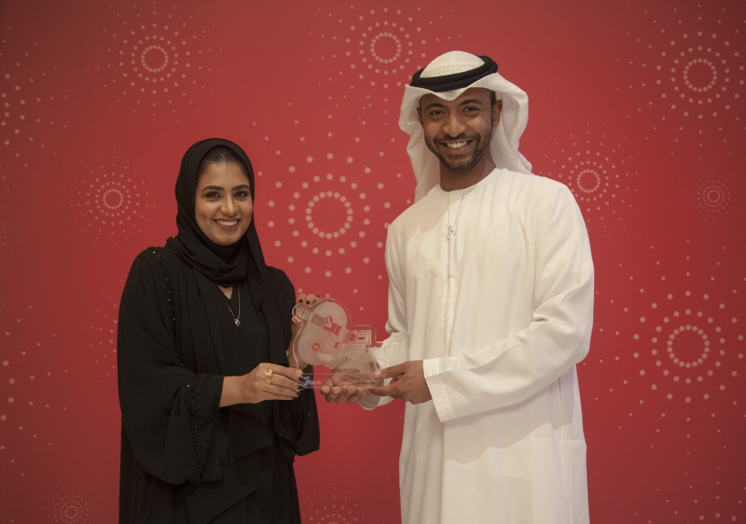 Sameer Al Jaberi Production Manager and Hameeda Al Rahbi, Production Coordinator, accept the award on behalf of twofour54 at the 14th Digital Studio Awards Sameer Al Jaberi Production Manager and Hameeda Al Rahbi, Production Coordinator, accept the award on behalf of twofour54 at the 14th Digital Studio Awards