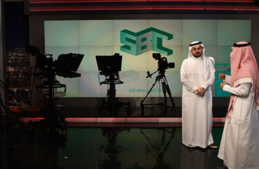 Fahad Shlayel Director General of the Production and Programmes (right) talking to a staff employee at the studio of the new channel Saudi Broadcasting Corporation SBC in Riyadh. Fahad Shlayel Director General of the Production and Programmes (right) talking to a staff employee at the studio of the new channel Saudi Broadcasting Corporation SBC in Riyadh.