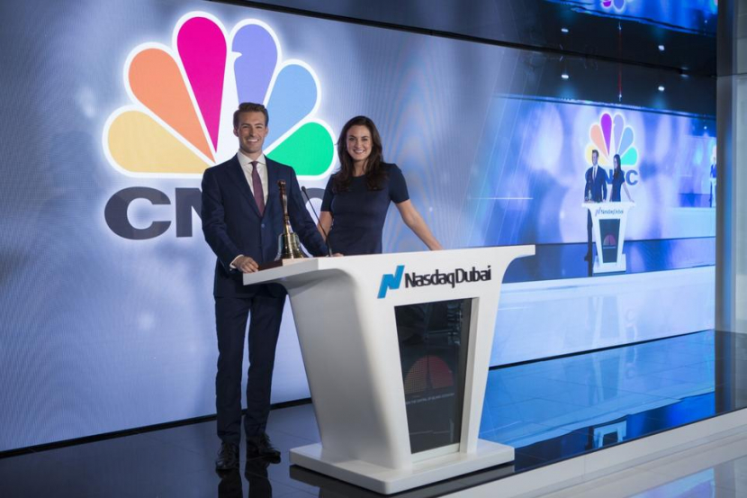 Hadley Gamble and Dan Murphy at the launch of CNBC at Nasdaq Dubai. CNBC will use the new facility to deliver a deeper focus on the Middle East business story. Hadley Gamble and Dan Murphy at the launch of CNBC at Nasdaq Dubai. CNBC will use the new facility to deliver a deeper focus on the Middle East business story.