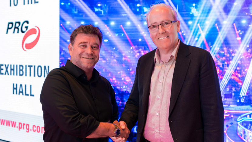 Peter McCann, CEO for PRG (R) in the Middle East and Andy Jackson, the Managing Director of Delta Sound Peter McCann, CEO for PRG (R) in the Middle East and Andy Jackson, the Managing Director of Delta Sound