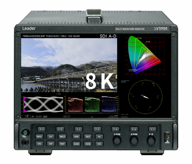 The Leader LV5900 HD/4K/8K multiscreen waveform monitor. The Leader LV5900 HD/4K/8K multiscreen waveform monitor.