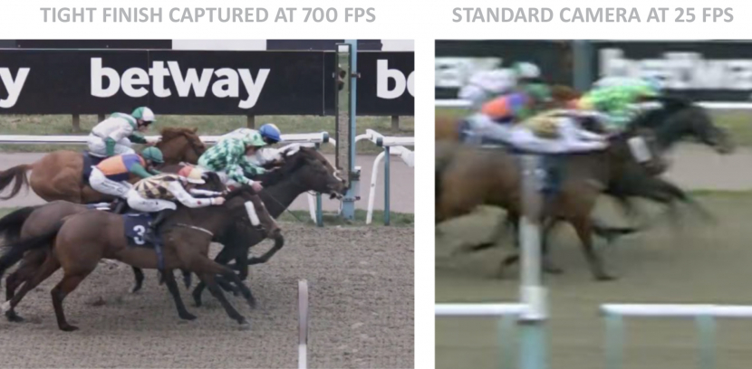 Images show the IDT CrashCam Mini 3510 plus a very tight finish captured by an IDT high speed camera at 700 frames per second and via a standard camera at 25 fps Images show the IDT CrashCam Mini 3510 plus a very tight finish captured by an IDT high speed camera at 700 frames per second and via a standard camera at 25 fps