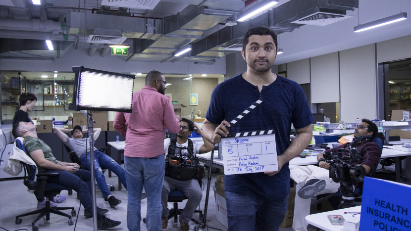 Faisal Hashmi on set. Faisal Hashmi on set.