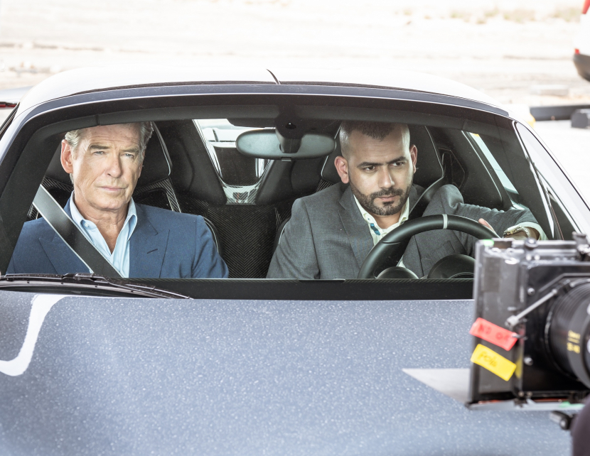 Pierce Brosnan alongside RAmi Jaber while filming The Misfits. Pierce Brosnan alongside RAmi Jaber while filming The Misfits.