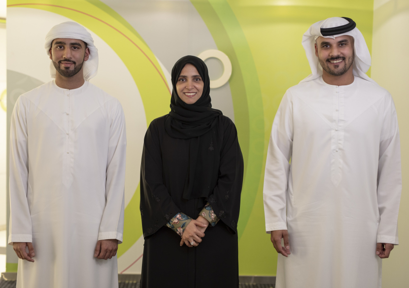 Mohammed AlBlooshi and Omar Muflahi with HE Maryam Eid AlMheiri. Mohammed AlBlooshi and Omar Muflahi with HE Maryam Eid AlMheiri.