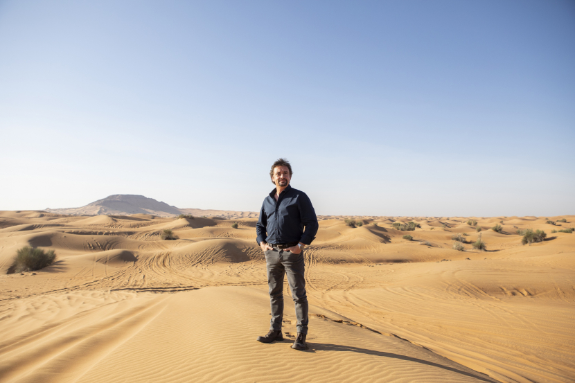 Hammond in the Dubai desert while filming Discovery's new show BIG. Hammond in the Dubai desert while filming Discovery's new show BIG.